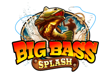 Big Bass Splash logo with orange and yellow gradient lettering and a bass fish mascot in a brown vest